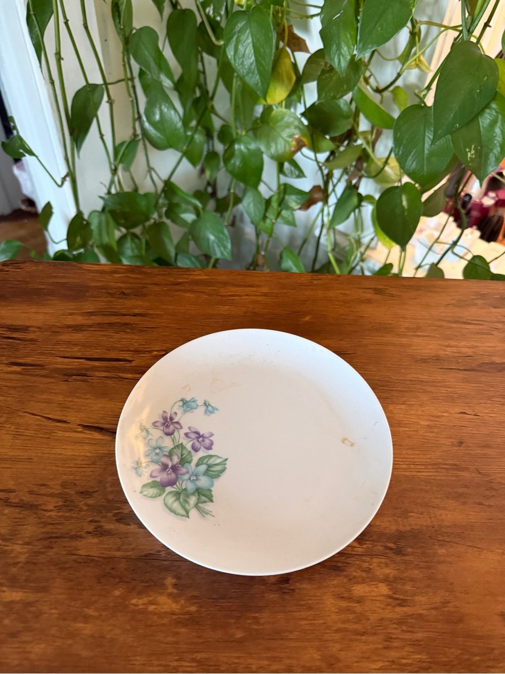 Floral Porcelain Dessert Plate - White with Purple Flowers Royalon Inc 307